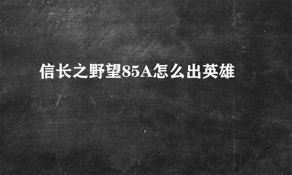 信长之野望85A怎么出英雄