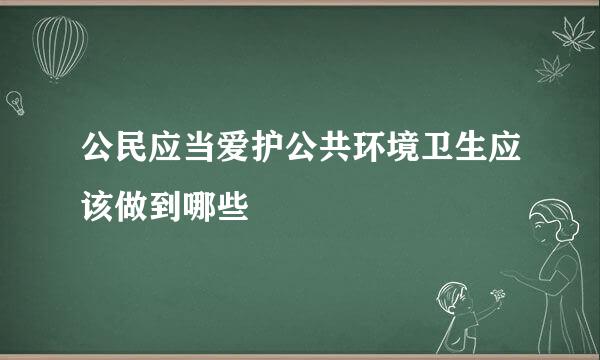 公民应当爱护公共环境卫生应该做到哪些