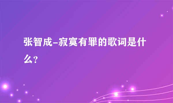 张智成-寂寞有罪的歌词是什么？