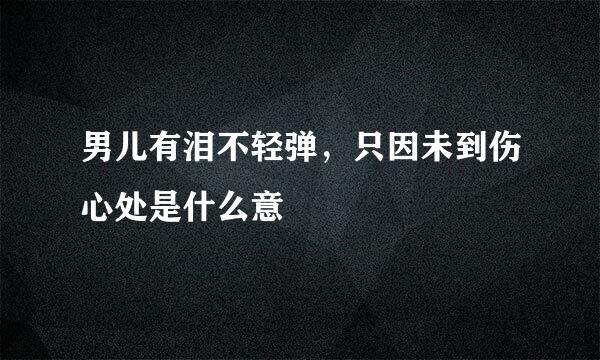 男儿有泪不轻弹，只因未到伤心处是什么意