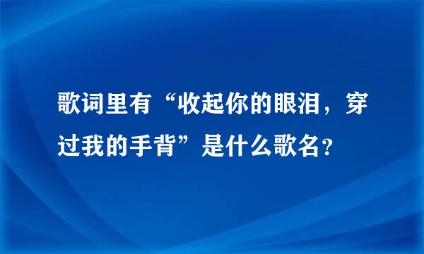 歌词里有“收起你的眼泪，穿过我的手背”是什么歌名？