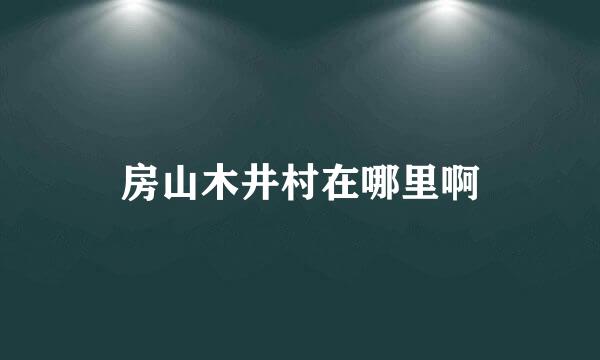 房山木井村在哪里啊