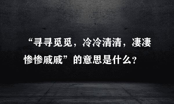 “寻寻觅觅，冷冷清清，凄凄惨惨戚戚”的意思是什么？