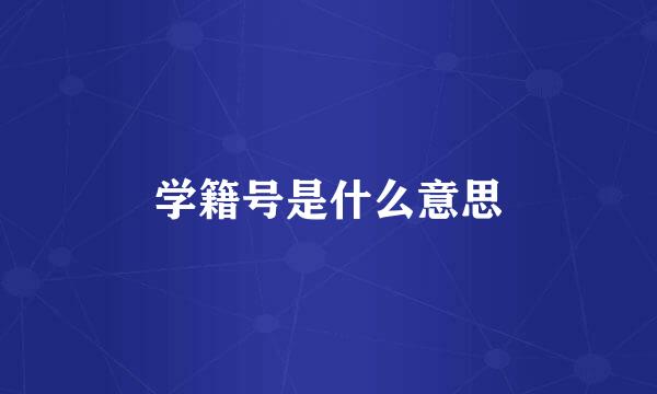 学籍号是什么意思