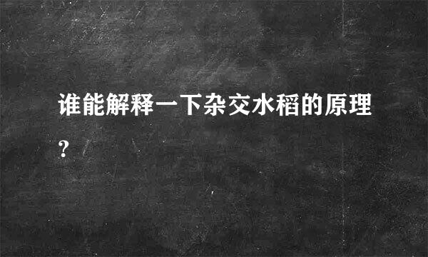 谁能解释一下杂交水稻的原理？