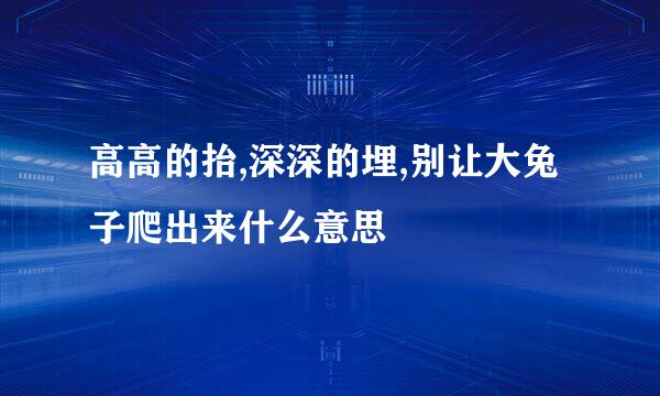 高高的抬,深深的埋,别让大兔子爬出来什么意思