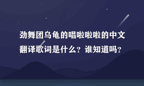 劲舞团乌龟的唱啦啦啦的中文翻译歌词是什么？谁知道吗？