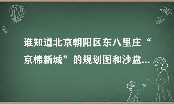 谁知道北京朝阳区东八里庄“京棉新城”的规划图和沙盘现在在什么位置放着？