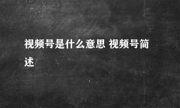 视频号是什么意思 视频号简述