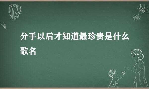 分手以后才知道最珍贵是什么歌名