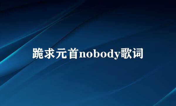 跪求元首nobody歌词