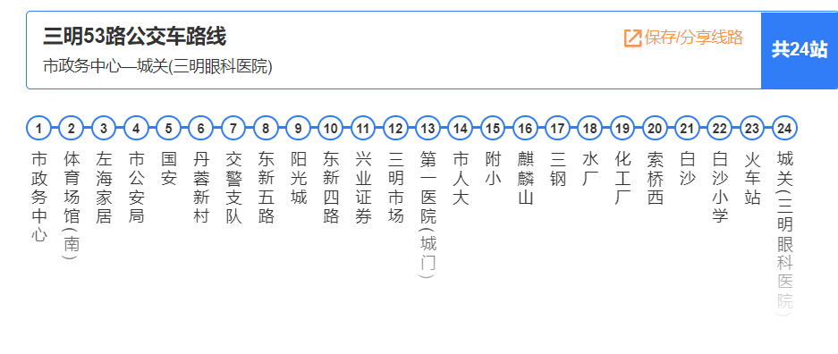 53路公交车路线路线图