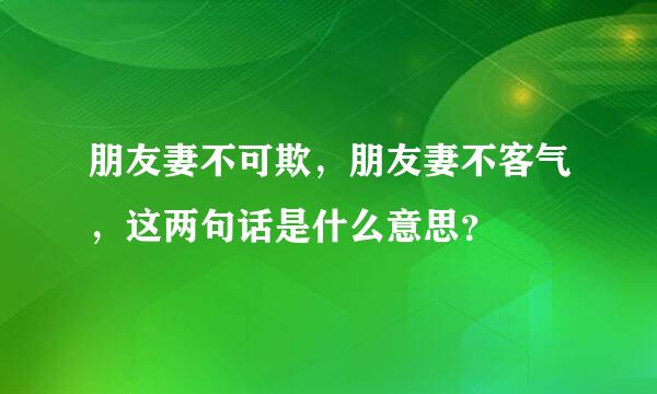 朋友妻不可欺，朋友妻不客气，这两句话是什么意思？