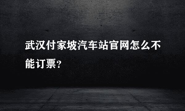 武汉付家坡汽车站官网怎么不能订票？