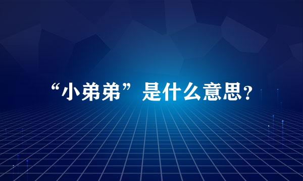 “小弟弟”是什么意思？