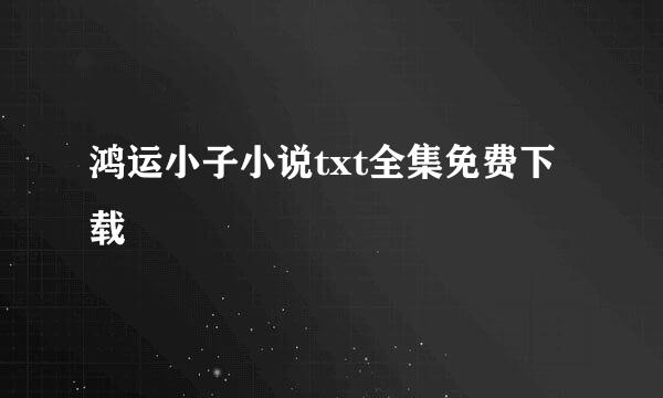 鸿运小子小说txt全集免费下载