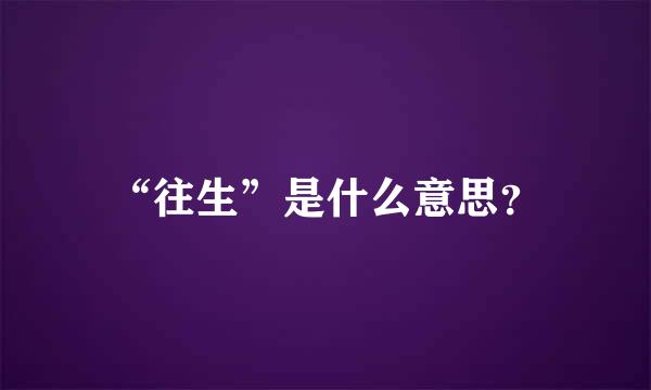 “往生”是什么意思？