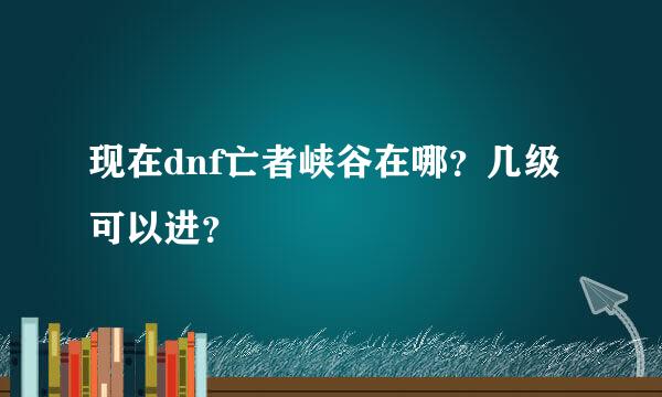 现在dnf亡者峡谷在哪？几级可以进？