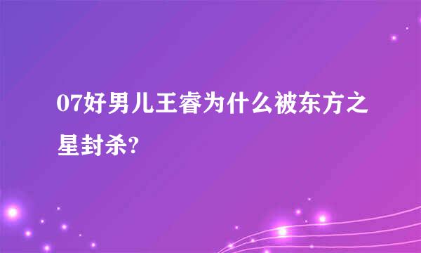 07好男儿王睿为什么被东方之星封杀?