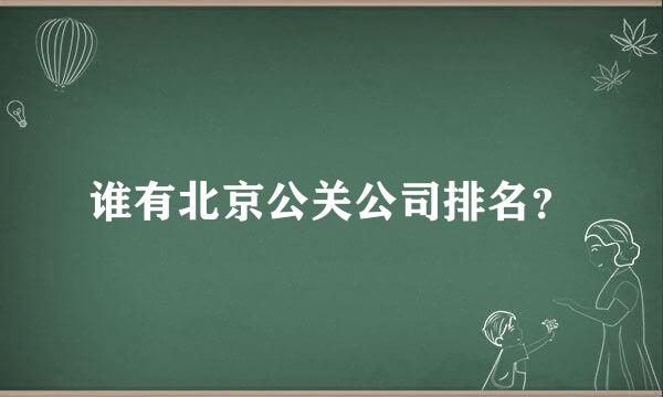 谁有北京公关公司排名？