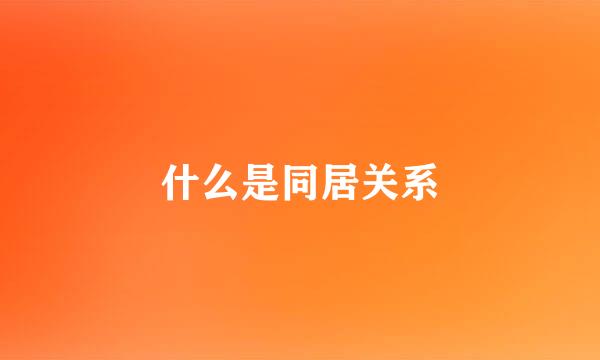 什么是同居关系