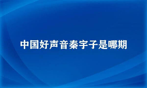 中国好声音秦宇子是哪期