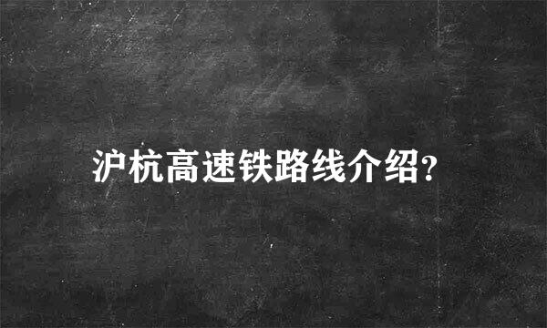 沪杭高速铁路线介绍？