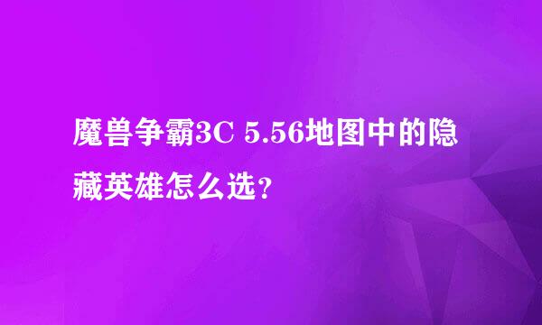 魔兽争霸3C 5.56地图中的隐藏英雄怎么选？