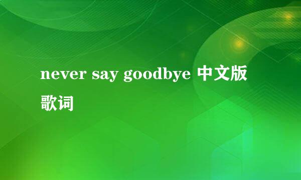 never say goodbye 中文版歌词