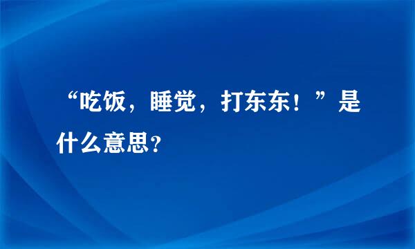 “吃饭，睡觉，打东东！”是什么意思？