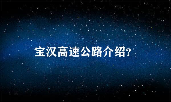 宝汉高速公路介绍？