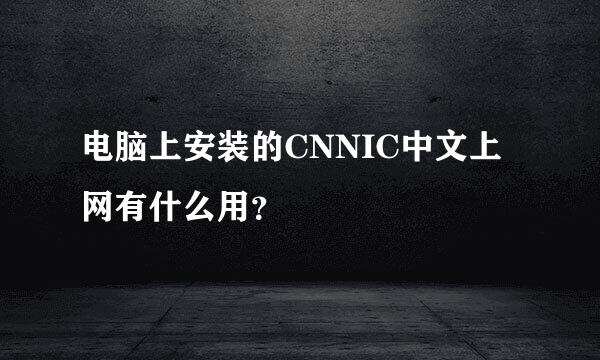 电脑上安装的CNNIC中文上网有什么用？