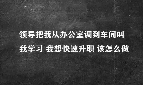 领导把我从办公室调到车间叫我学习 我想快速升职 该怎么做