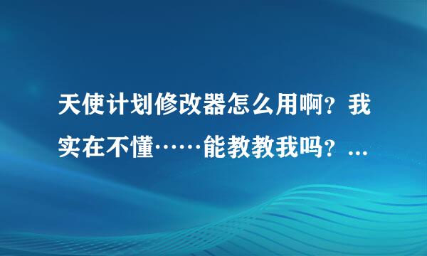 天使计划修改器怎么用啊？我实在不懂……能教教我吗？怎么按这些啊？