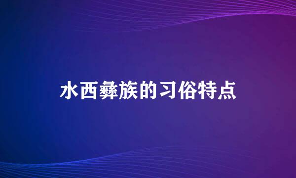 水西彝族的习俗特点