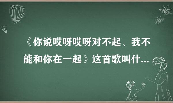 《你说哎呀哎呀对不起、我不能和你在一起》这首歌叫什么名字？