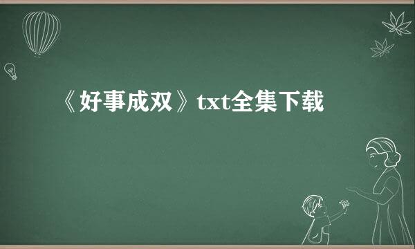 《好事成双》txt全集下载