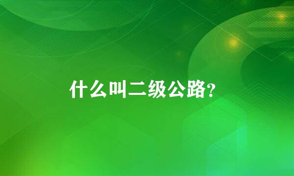 什么叫二级公路？