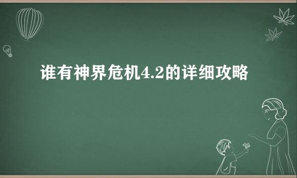 谁有神界危机4.2的详细攻略