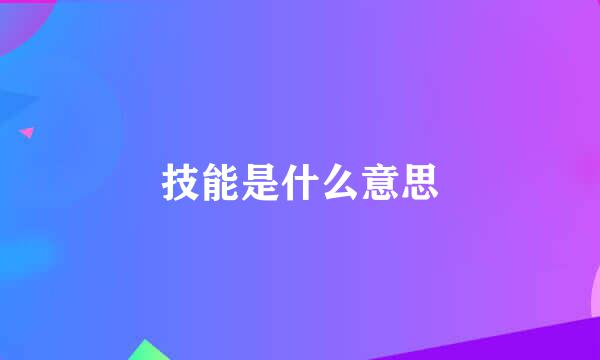 技能是什么意思