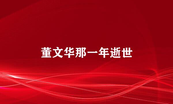 董文华那一年逝世