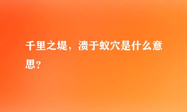 千里之堤，溃于蚁穴是什么意思？