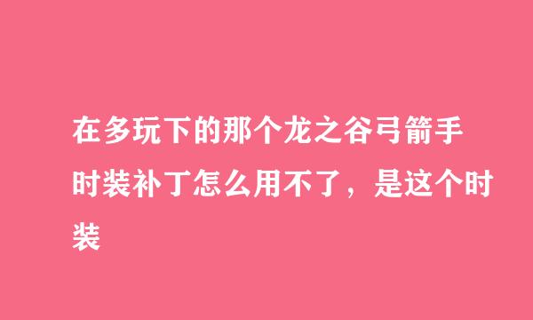 在多玩下的那个龙之谷弓箭手时装补丁怎么用不了，是这个时装