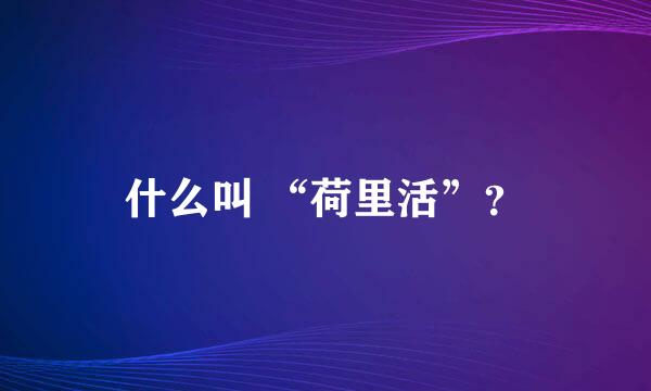 什么叫 “荷里活”？