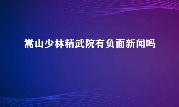 嵩山少林精武院有负面新闻吗