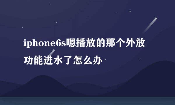 iphone6s嗯播放的那个外放功能进水了怎么办