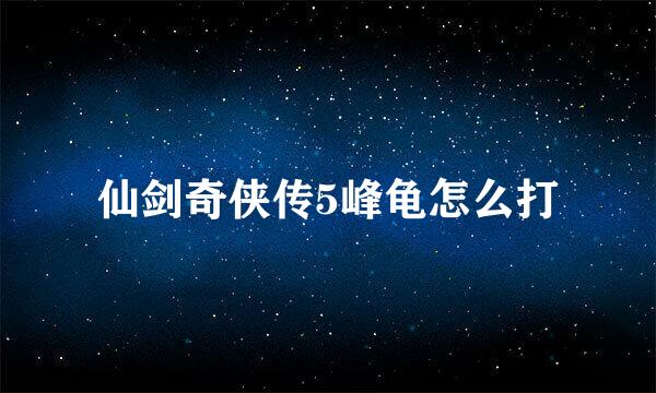 仙剑奇侠传5峰龟怎么打