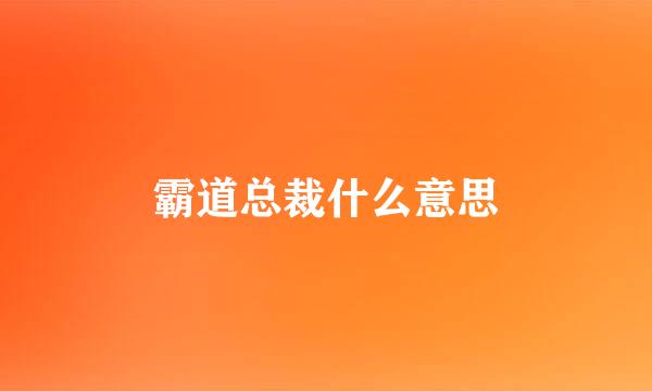 霸道总裁什么意思