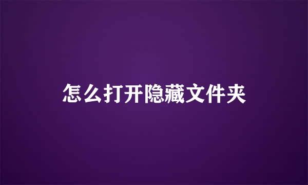 怎么打开隐藏文件夹