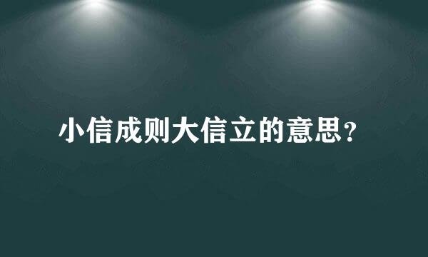 小信成则大信立的意思？